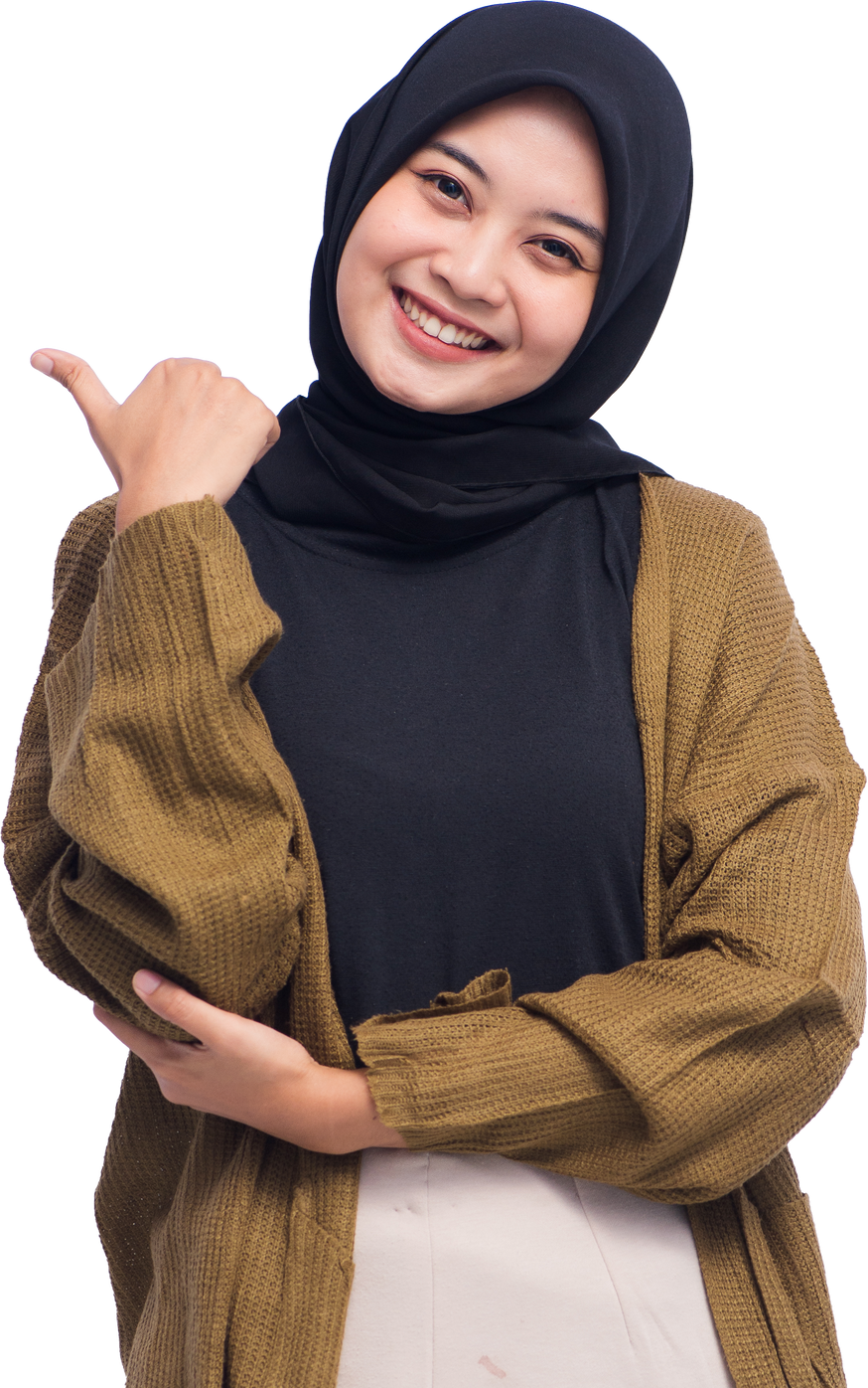 Happy Young Hijab Woman Pointing Isolated